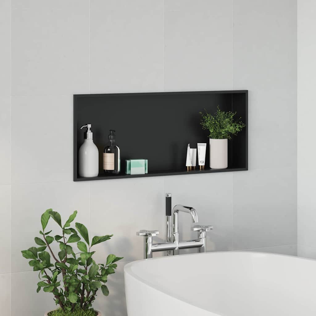 vidaXL Nisă de Duș Negru 75 x 30 x 9.5 cm Oţel inoxidabil