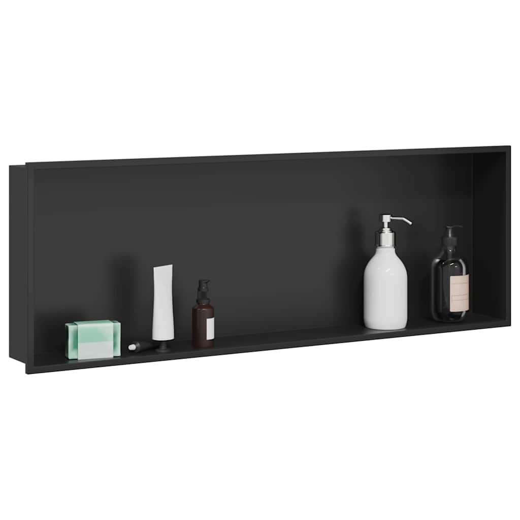 vidaXL Nisă de Duș Negru 90 x 30 x 9.5 cm Oţel inoxidabil