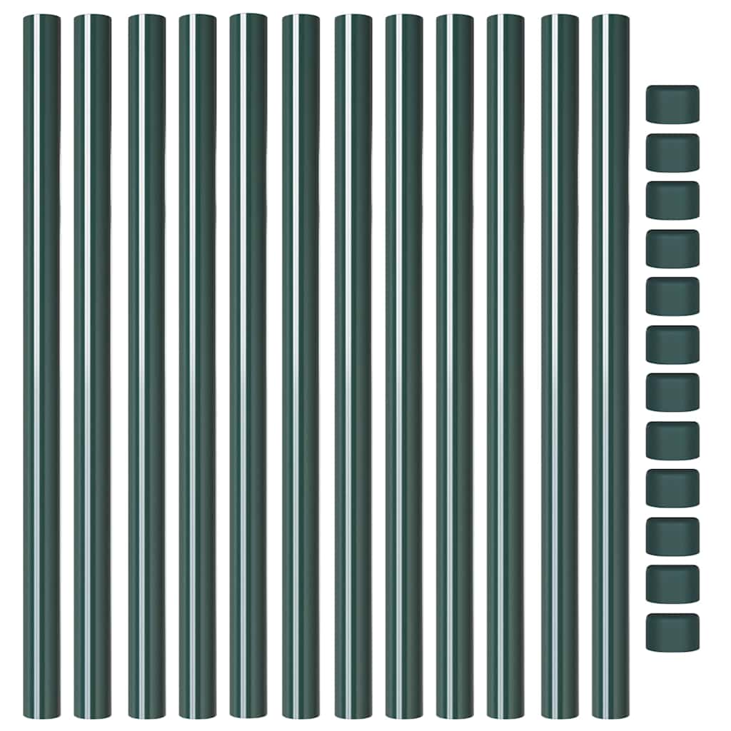 vidaXL Stâlpi de Gard 12 pcs Verde 80 cm Oțel vopsit în pulbere vidaXL Stâlpi de Gard 12 pcs Verde 80 cm Oțel vopsit în pulbere