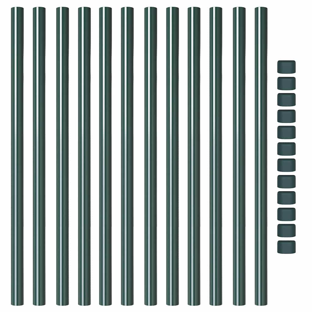 vidaXL Stâlpi de Gard 12 pcs Verde 110 cm Oțel vopsit în pulbere vidaXL Stâlpi de Gard 12 pcs Verde 110 cm Oțel vopsit în pulbere