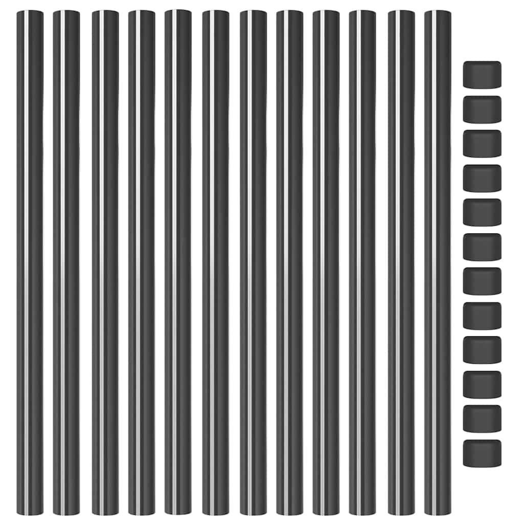 vidaXL Stâlpi de Gard 12 pcs Gri 50 cm Oțel vopsit în pulbere vidaXL Stâlpi de Gard 12 pcs Gri 50 cm Oțel vopsit în pulbere