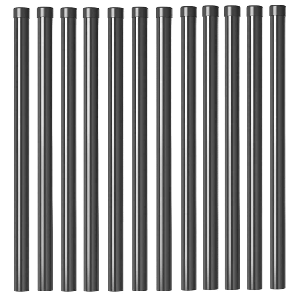 vidaXL Stâlpi de Gard 12 pcs Gri 90 cm Oțel vopsit în pulbere vidaXL Stâlpi de Gard 12 pcs Gri 90 cm Oțel vopsit în pulbere