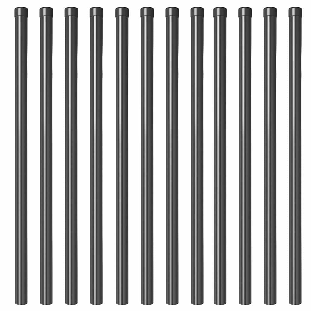 vidaXL Stâlpi de Gard 12 pcs Gri 110 cm Oțel vopsit în pulbere