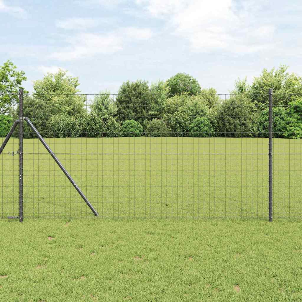 vidaXL Stâlpi de Gard 2 pcs Gri 140 cm Oțel vopsit în pulbere