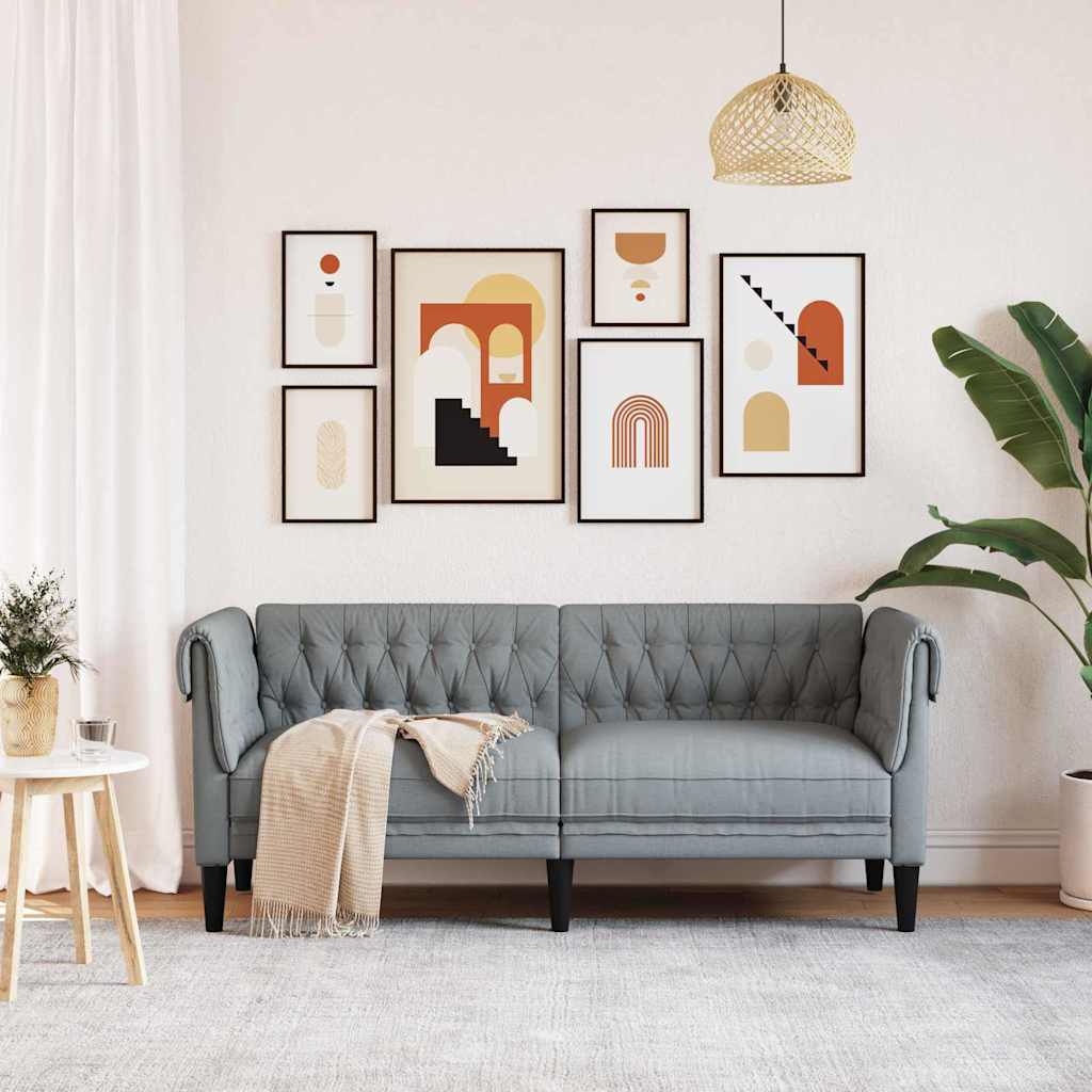 vidaXL Canapea Chesterfield Altele Gri deschis 182.5 x 74.5 x 74.5 cm