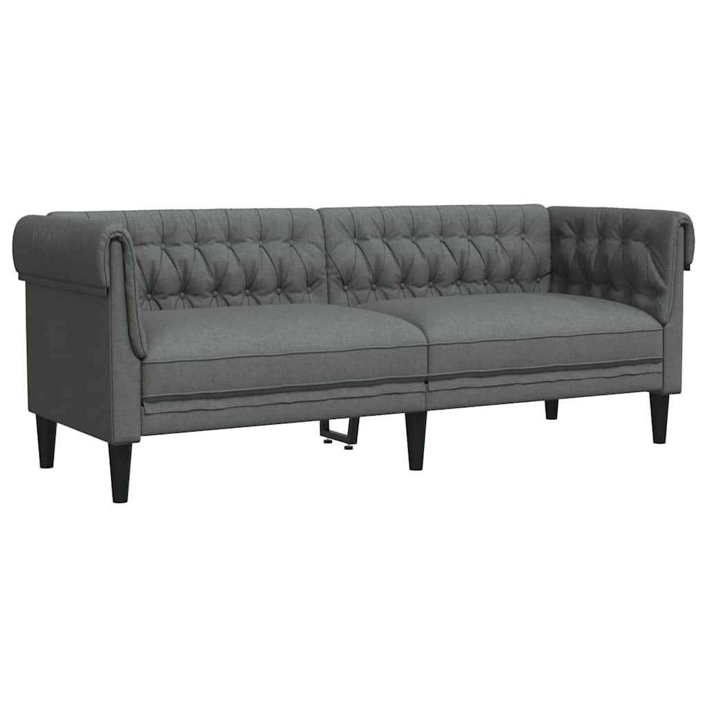 vidaXL Canapea Chesterfield Gri închis 201.5 x 74.5 x 74.5 cm țesătură