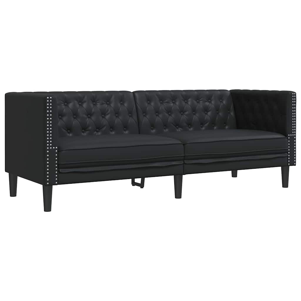 vidaXL Canapea Chesterfield Argyle Negru 194 x 74.5 x 70.5 cm