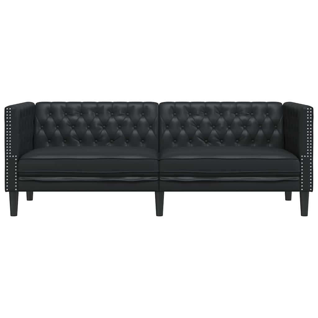 vidaXL Canapea Chesterfield Argyle Negru 194 x 74.5 x 70.5 cm