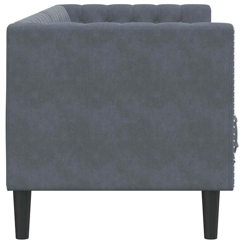 vidaXL Canapea Chesterfield Gri închis 194 x 74.5 x 70.5 cm Catifea