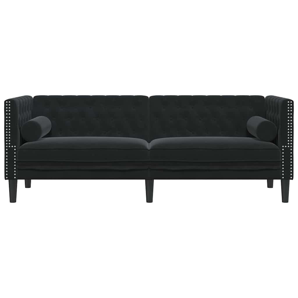 vidaXL Canapea Chesterfield Altele Negru 194 x 74.5 x 70.5 cm Catifea
