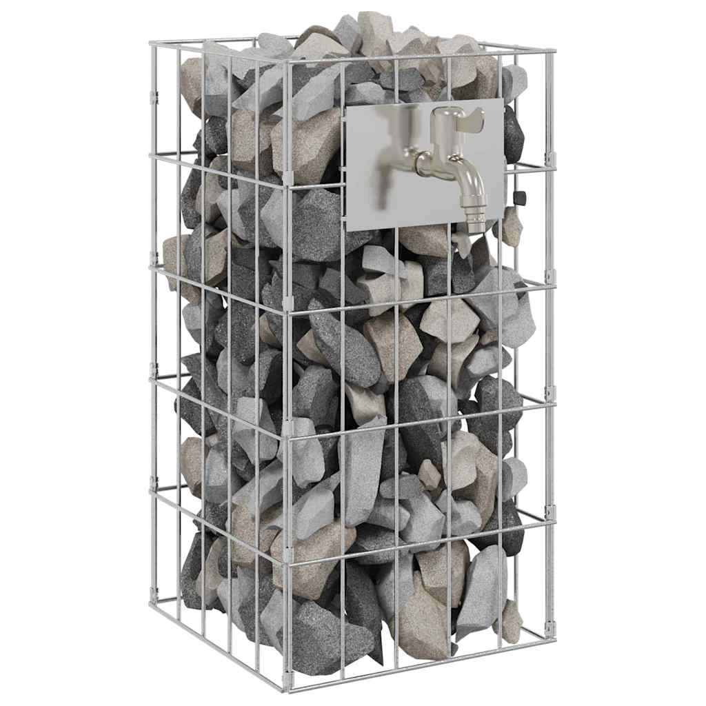 vidaXL Coloană Gabion Argintiu 25 x 25 x 50 cm Oţel inoxidabil