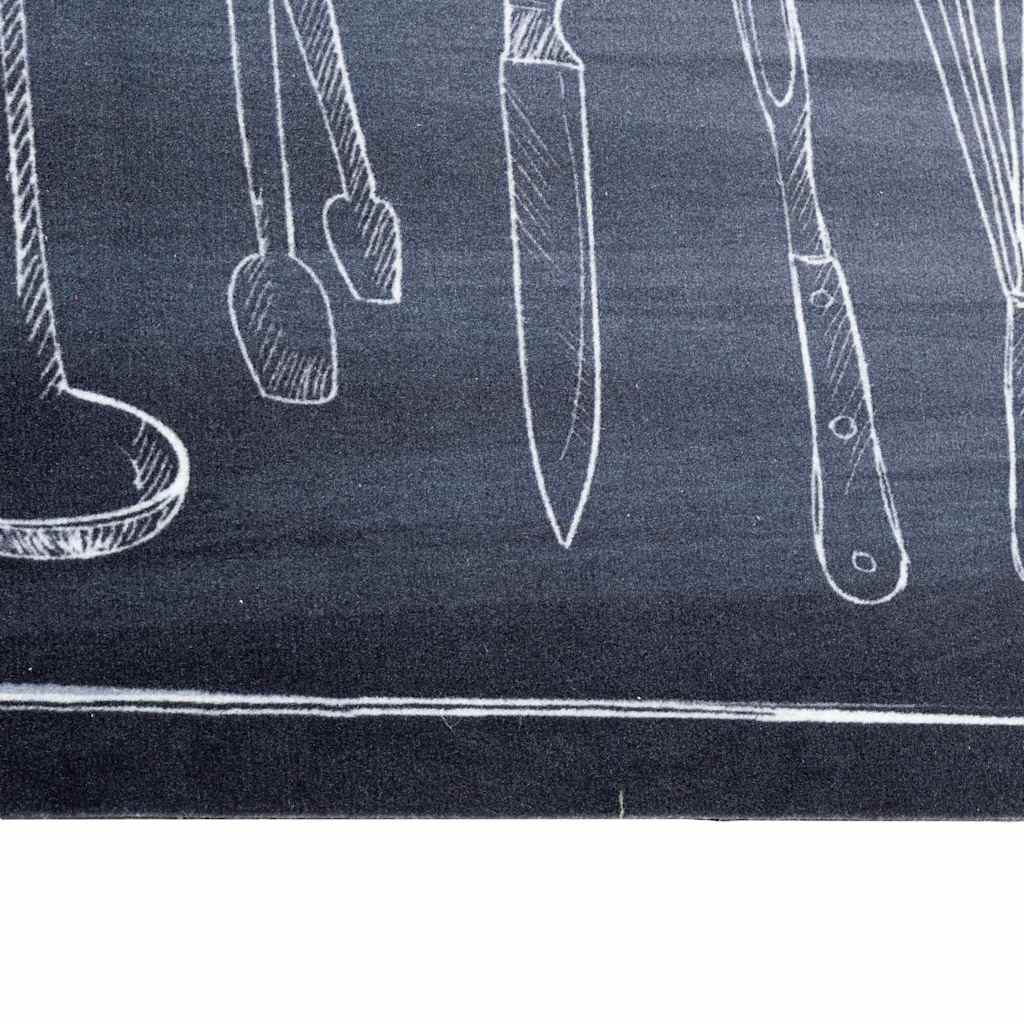 vidaXL Covor de bucătărie Negru 180 x 60 cm Catifea