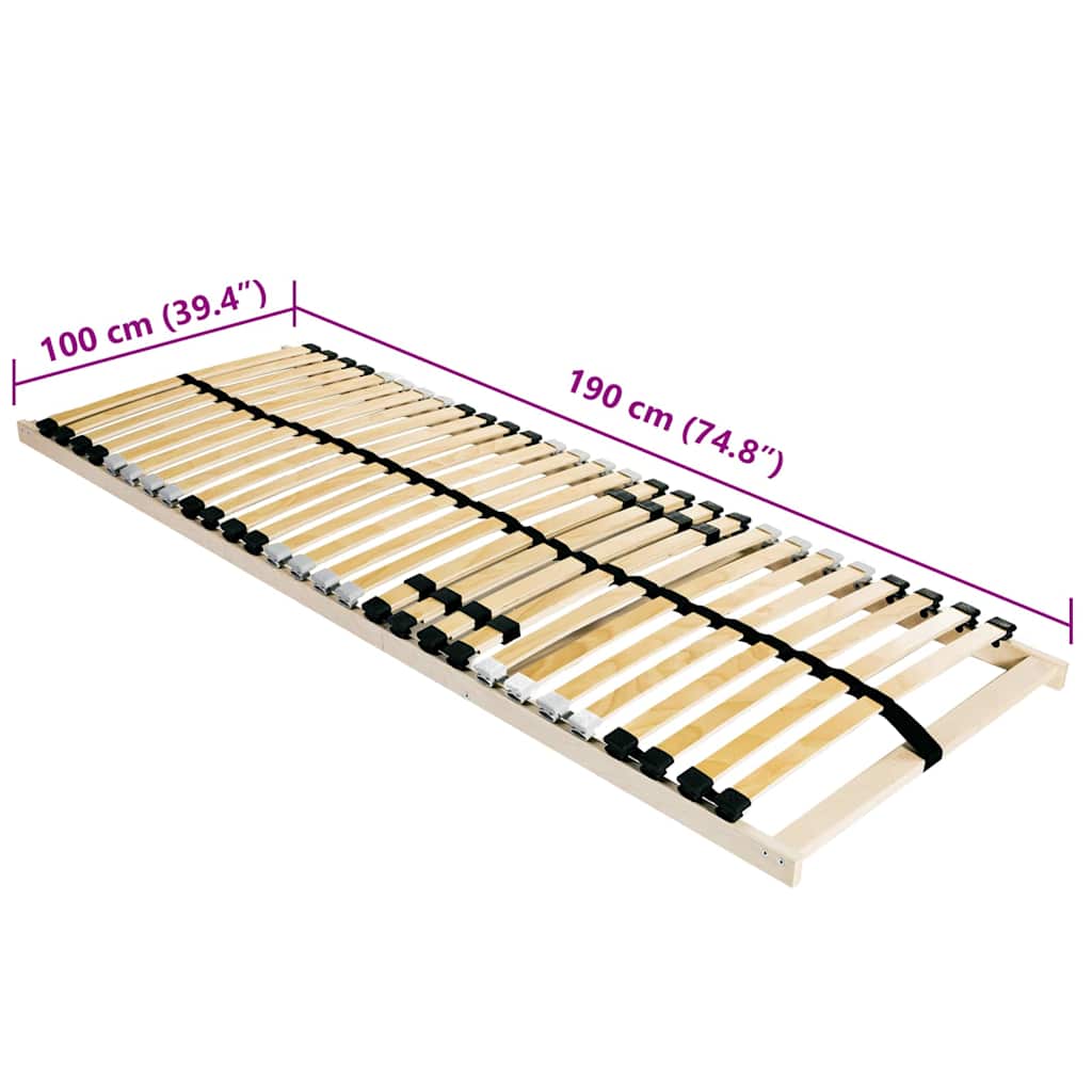 vidaXL Bază cu lamele Maro 100 x 190 cm Lemn de fag masiv
