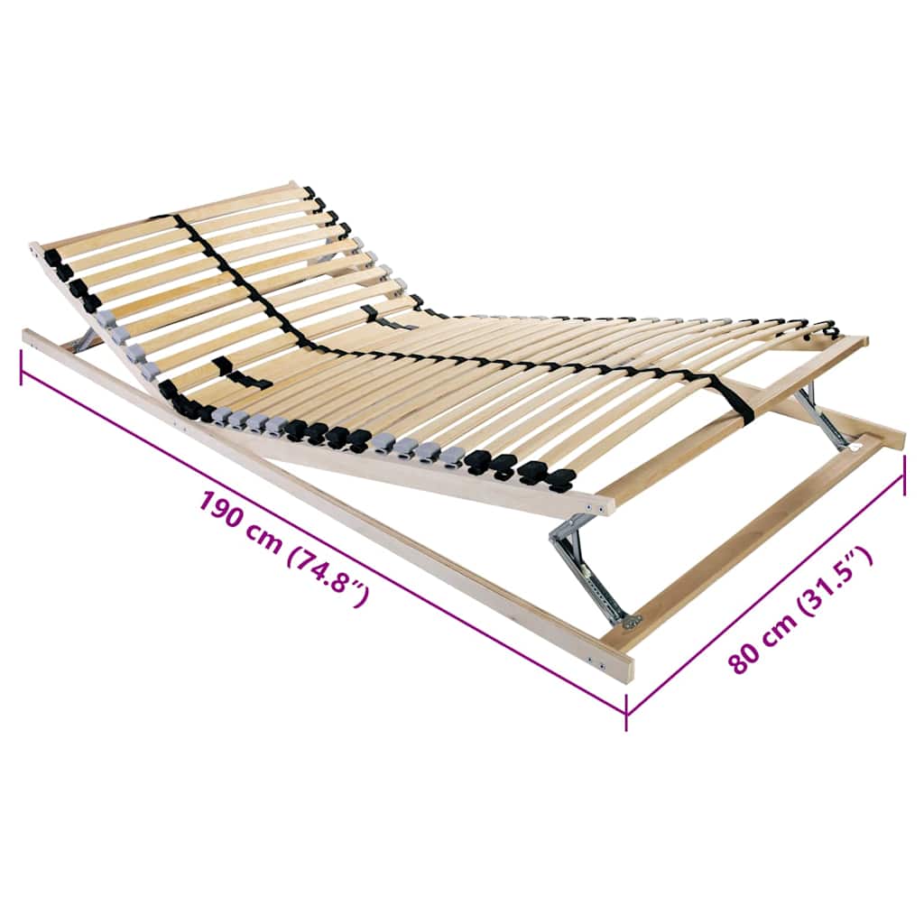 vidaXL Bază cu lamele Maro 80 x 190 cm Lemn de fag masiv