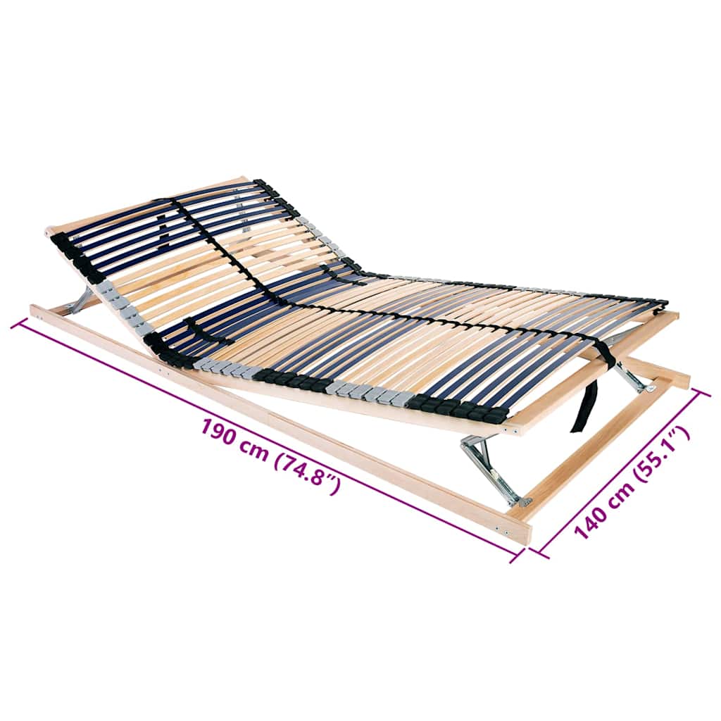 vidaXL Bază cu lamele Maro 140 x 190 cm Lemn de fag masiv