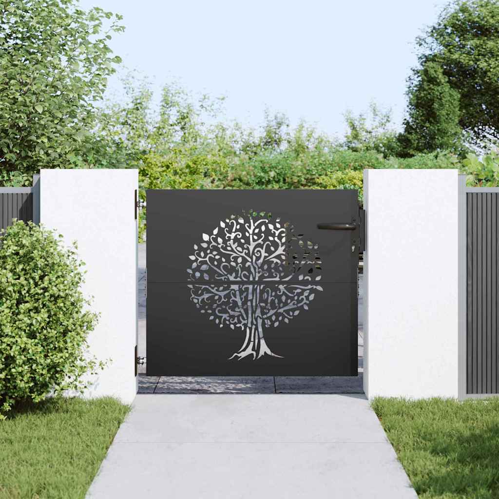 vidaXL Poartă de grădină Negru 100 x 100 cm Oțel vopsit în pulbere