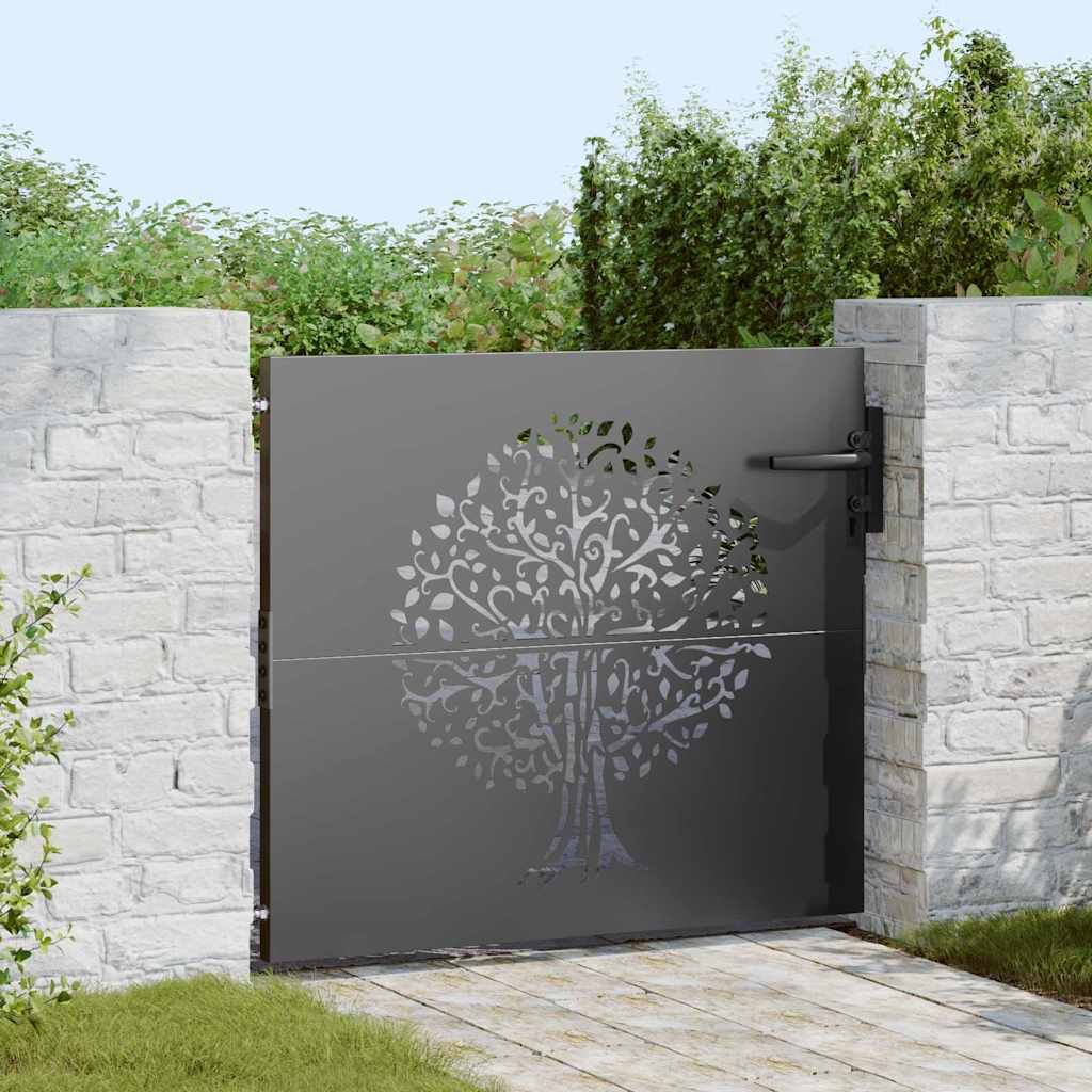 vidaXL Poartă de grădină Negru 100 x 100 cm Oțel vopsit în pulbere