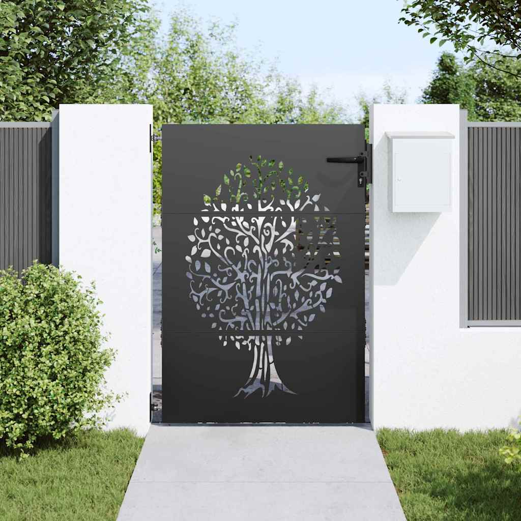 vidaXL Poartă de grădină Negru 100 x 125 cm Oțel vopsit în pulbere vidaXL Poartă de grădină Negru 100 x 125 cm Oțel vopsit în pulbere