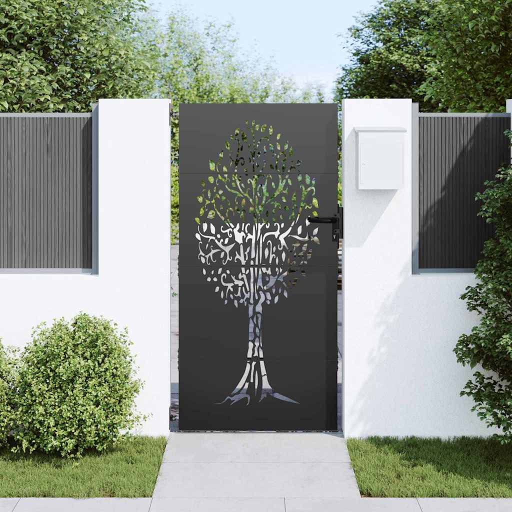 vidaXL Poartă de grădină Negru 100 x 175 cm Oțel vopsit în pulbere