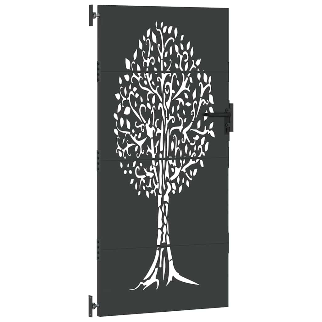 vidaXL Poartă de grădină Negru 100 x 200 cm Oțel vopsit în pulbere