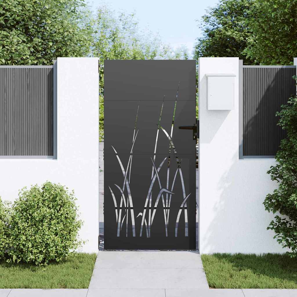 vidaXL Poartă de grădină Negru 105 x 175 cm Oțel vopsit în pulbere