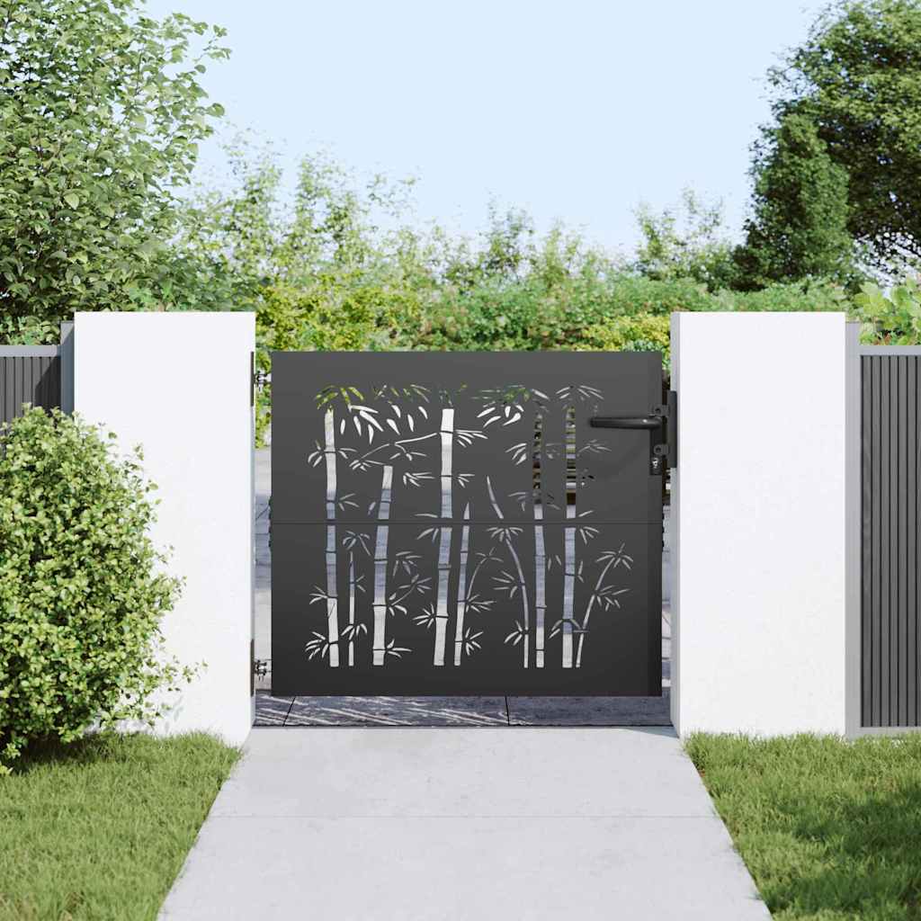 vidaXL Poartă de grădină Negru 105 x 100 cm Oțel vopsit în pulbere