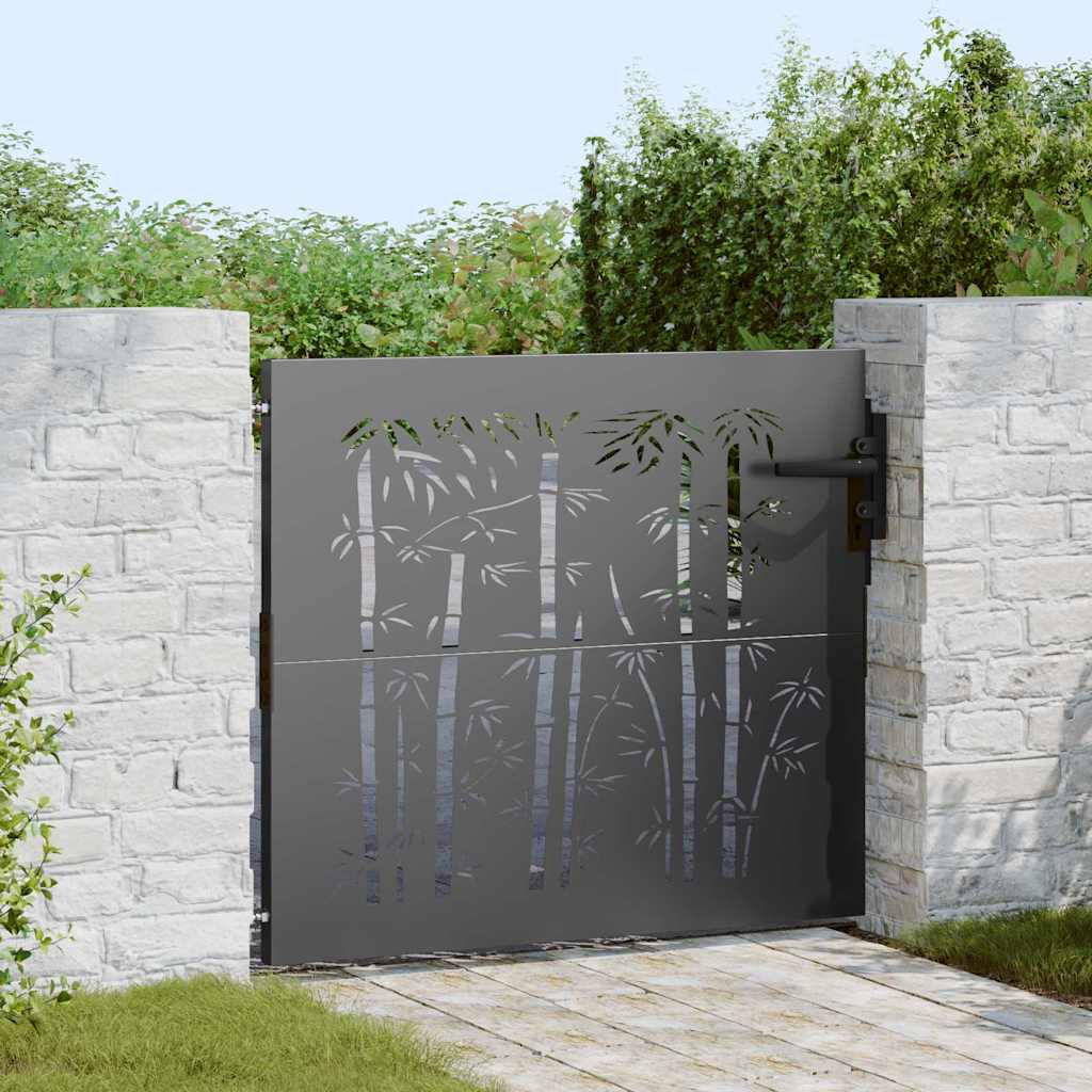 vidaXL Poartă de grădină Negru 105 x 100 cm Oțel vopsit în pulbere