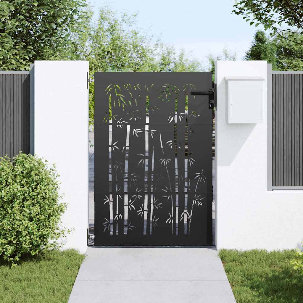 vidaXL Poartă de grădină Negru 105 x 150 cm Oțel vopsit în pulbere vidaXL Poartă de grădină Negru 105 x 150 cm Oțel vopsit în pulbere