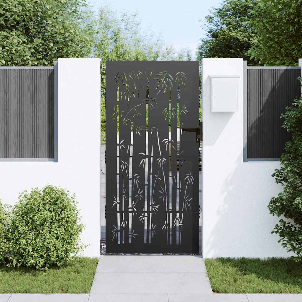 vidaXL Poartă de grădină Negru 105 x 175 cm Oțel vopsit în pulbere
