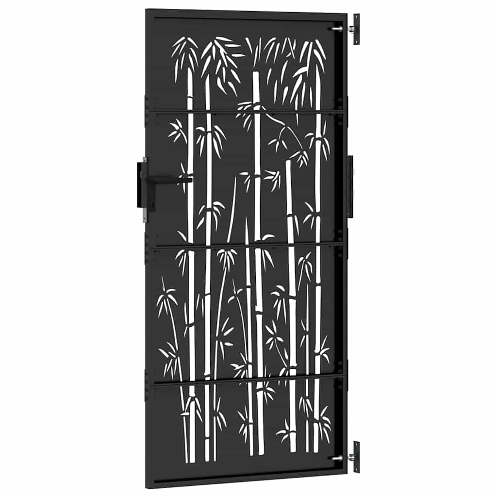 vidaXL Poartă de grădină Negru 105 x 200 cm Oțel vopsit în pulbere