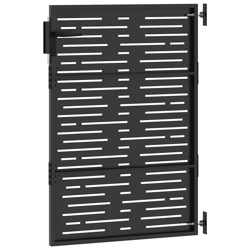 vidaXL Poartă de grădină Negru 105 x 125 cm Oțel vopsit în pulbere