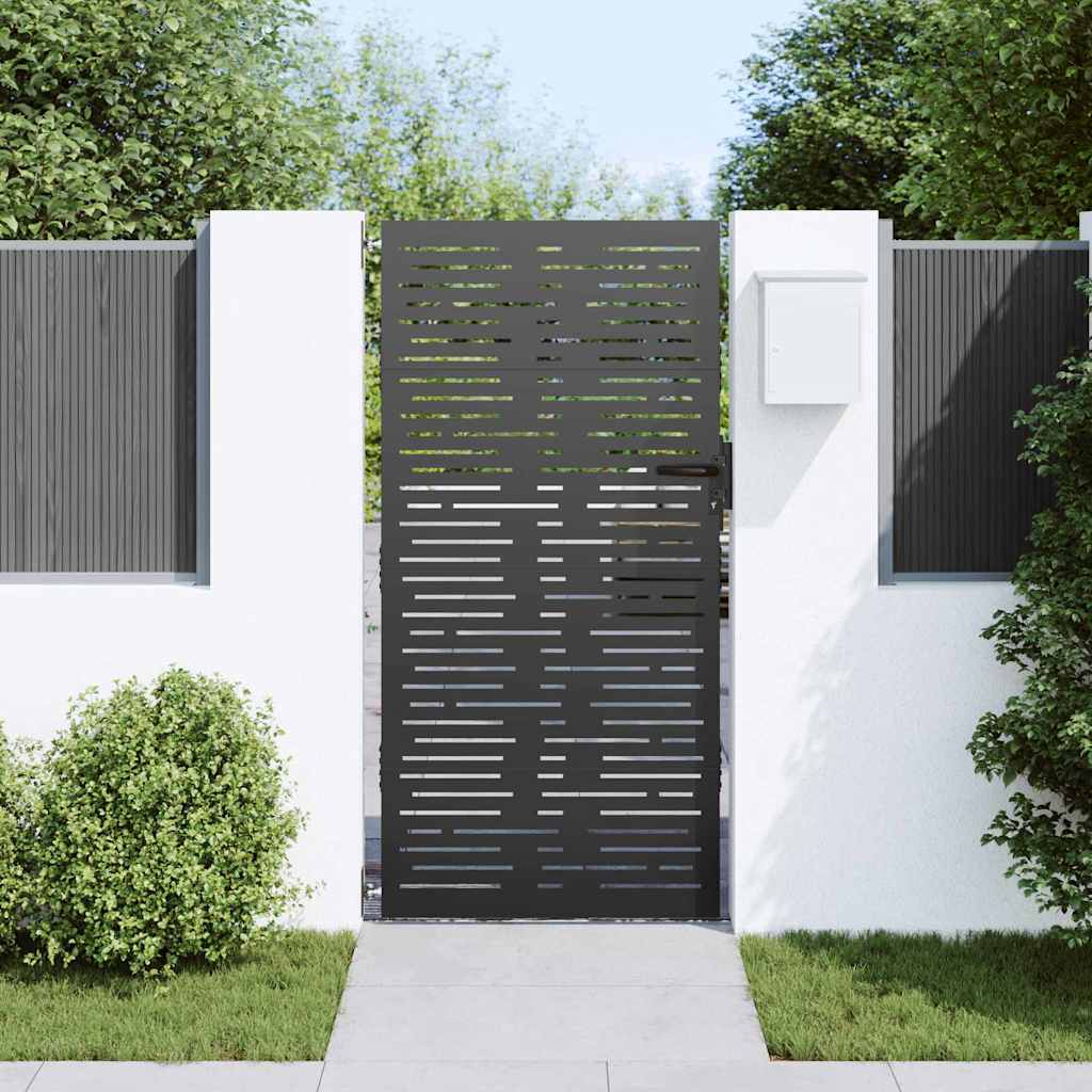 vidaXL Poartă de grădină Negru 105 x 175 cm Oțel vopsit în pulbere