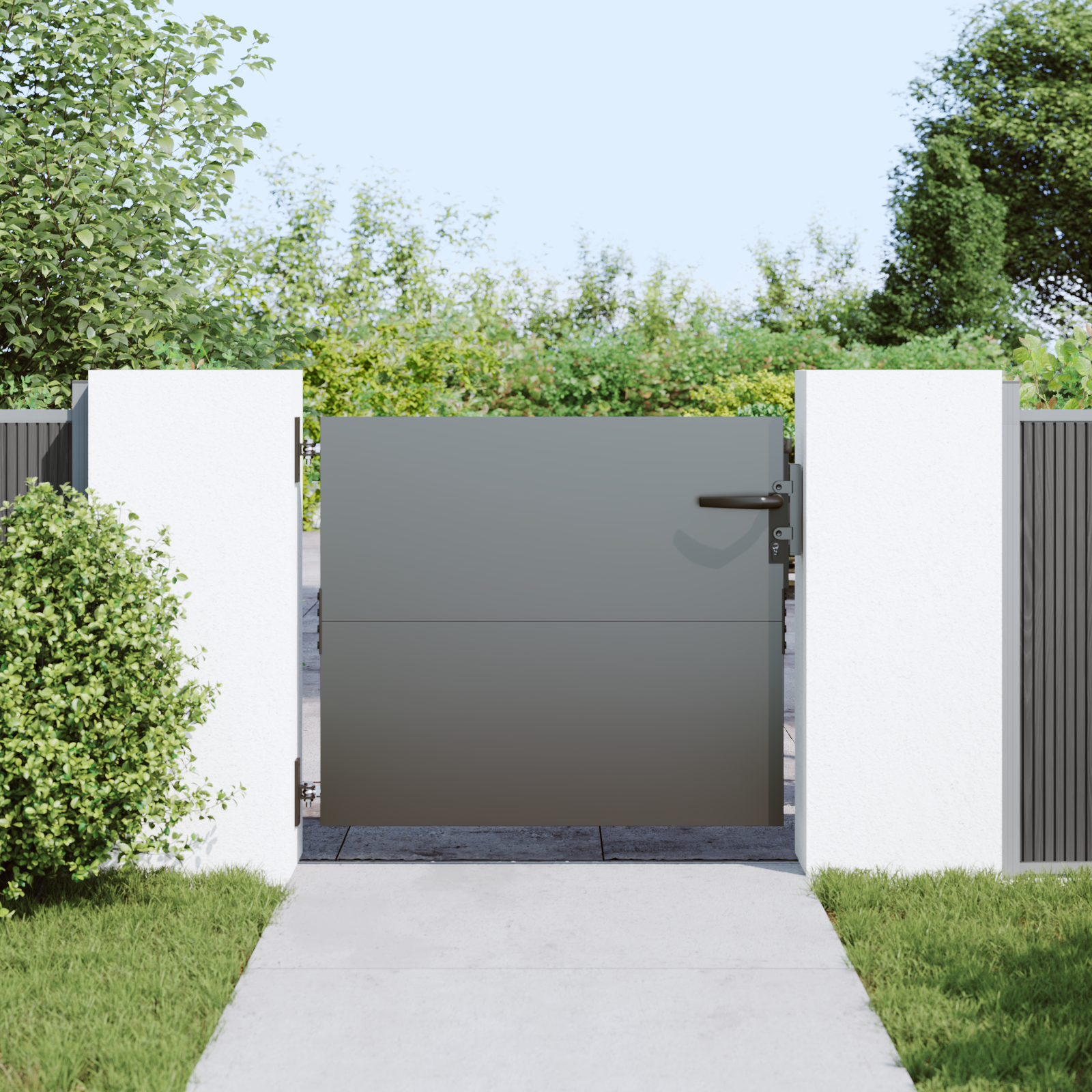 vidaXL Poartă de grădină Negru 105 x 100 cm Oțel vopsit în pulbere