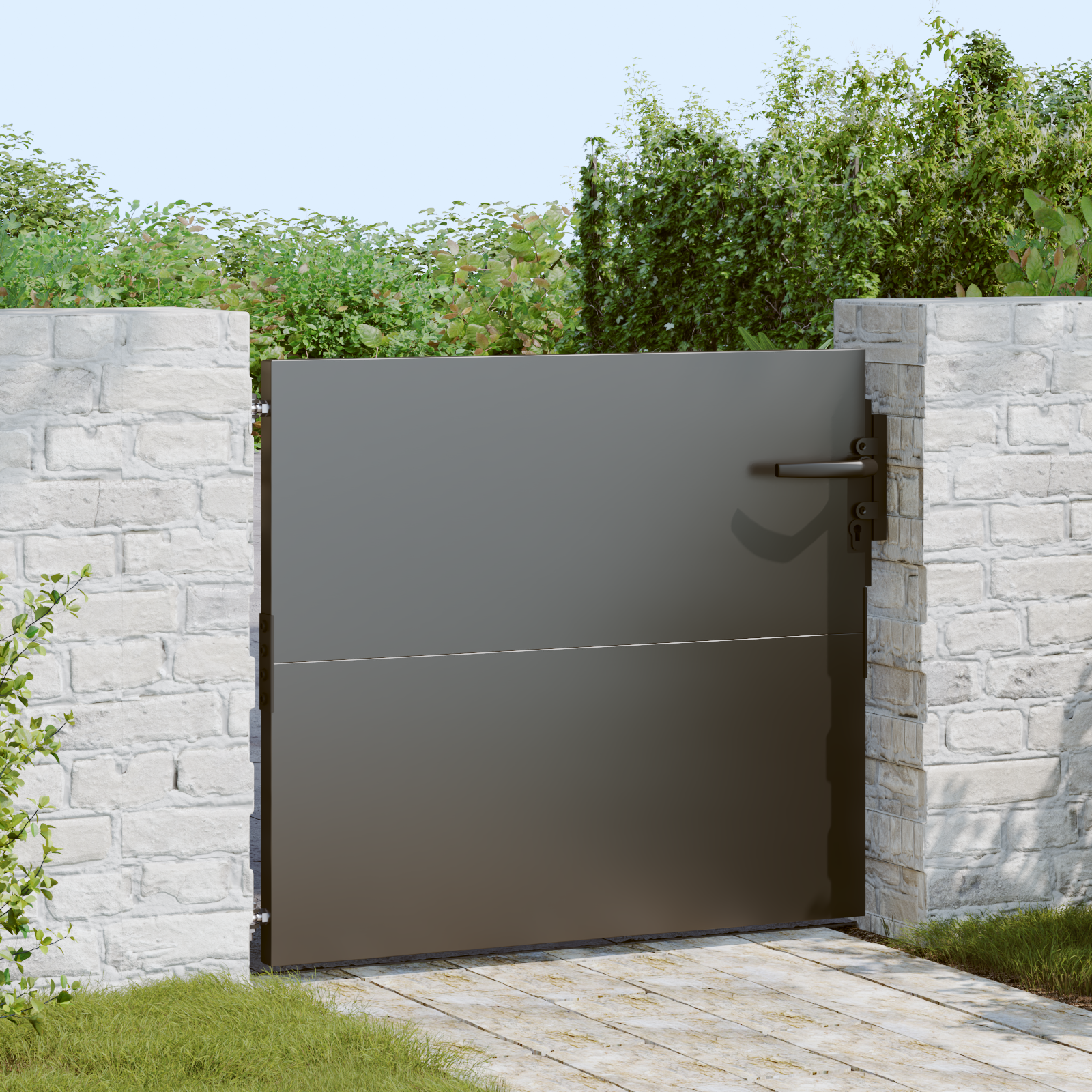 vidaXL Poartă de grădină Negru 105 x 100 cm Oțel vopsit în pulbere