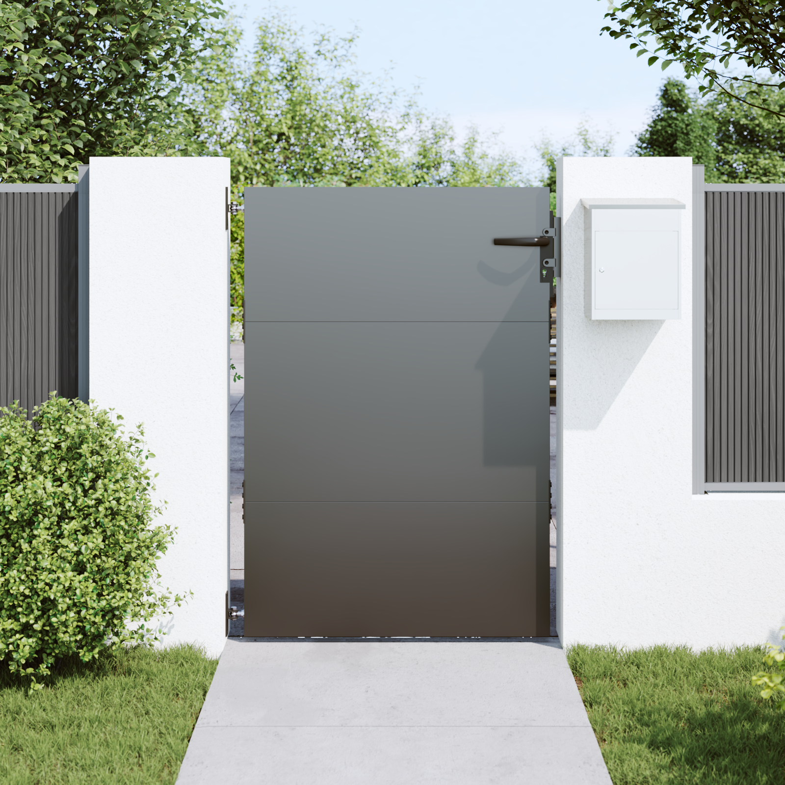 vidaXL Poartă de grădină Negru 105 x 150 cm Oțel vopsit în pulbere