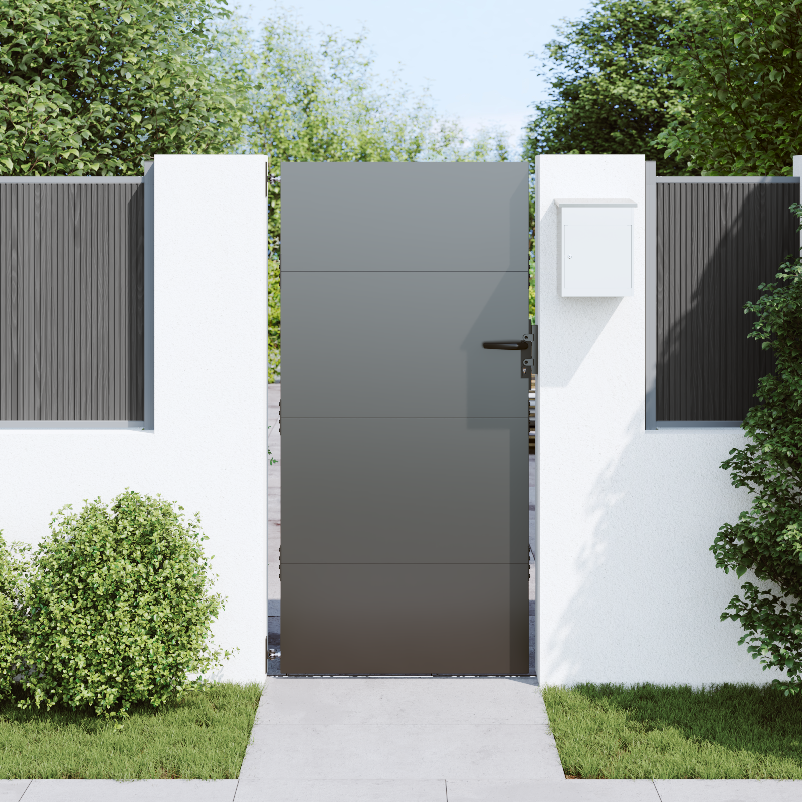 vidaXL Poartă de grădină Negru 105 x 175 cm Oțel vopsit în pulbere vidaXL Poartă de grădină Negru 105 x 175 cm Oțel vopsit în pulbere