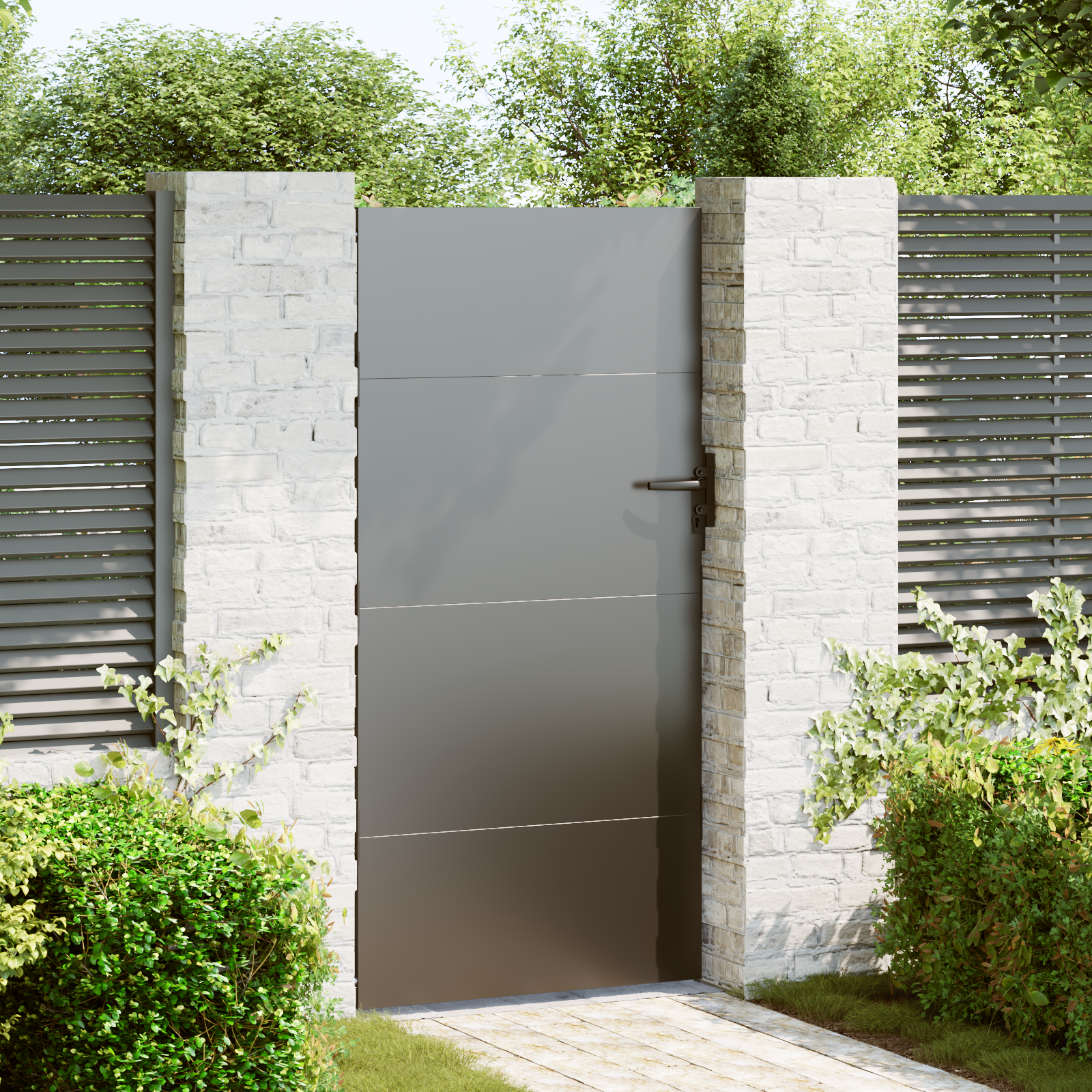 vidaXL Poartă de grădină Negru 105 x 200 cm Oțel vopsit în pulbere