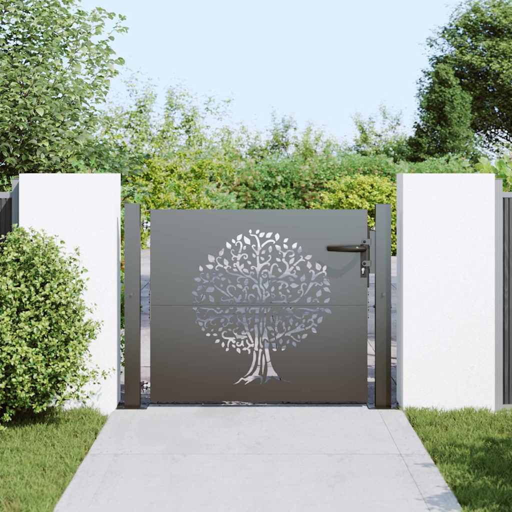 vidaXL Poartă de grădină Negru 105 x 100 cm Oțel vopsit în pulbere