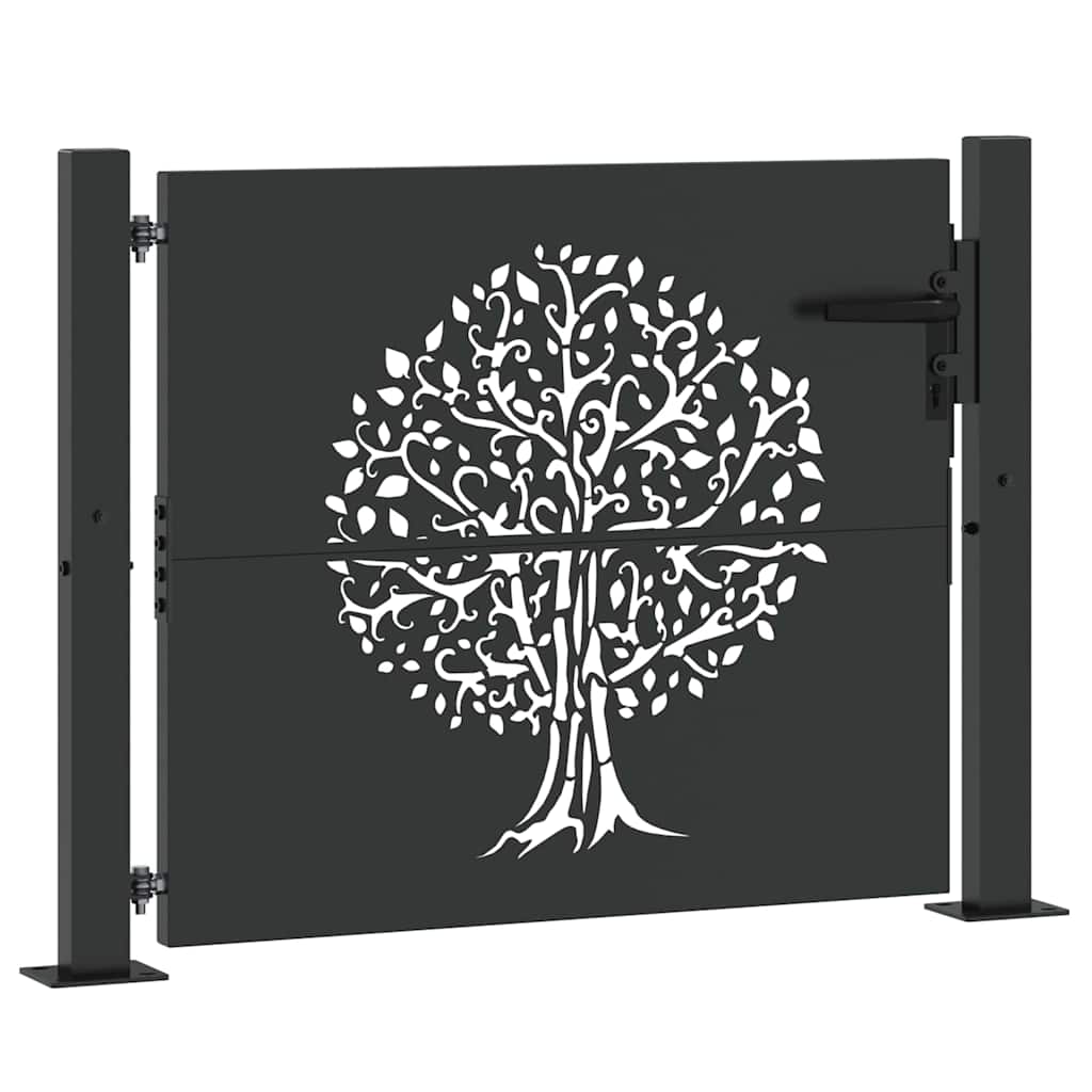 vidaXL Poartă de grădină Negru 105 x 100 cm Oțel vopsit în pulbere