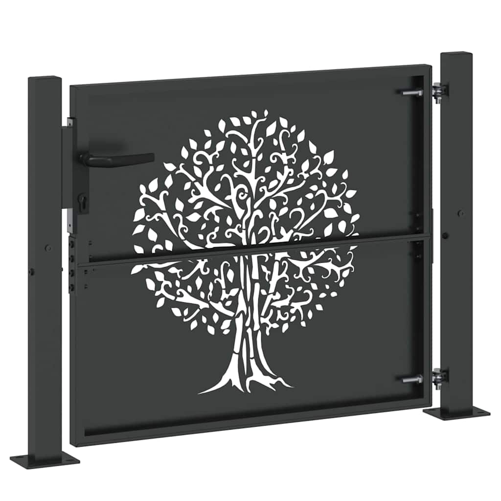 vidaXL Poartă de grădină Negru 105 x 100 cm Oțel vopsit în pulbere