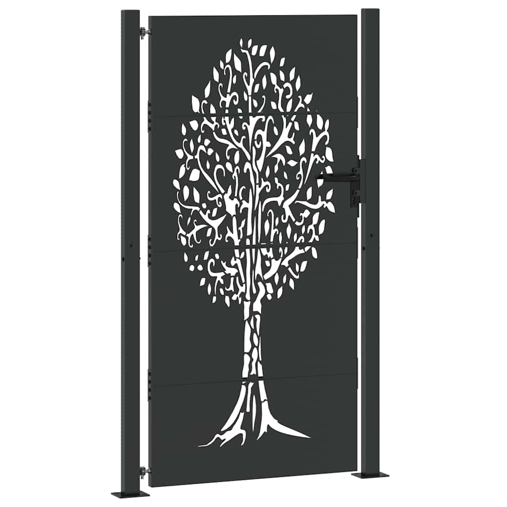 vidaXL Poartă de grădină Negru 105 x 200 cm Oțel vopsit în pulbere
