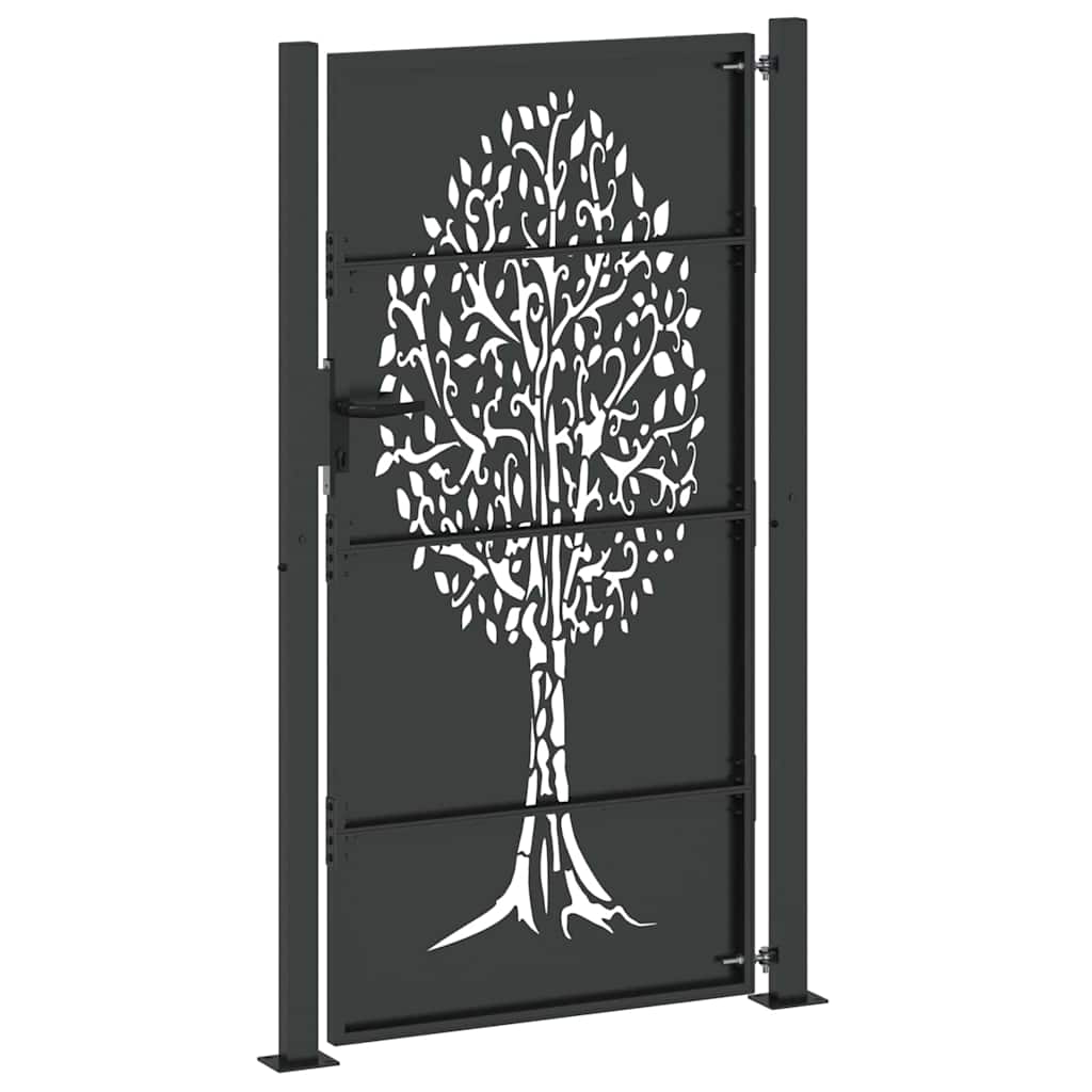 vidaXL Poartă de grădină Negru 105 x 200 cm Oțel vopsit în pulbere