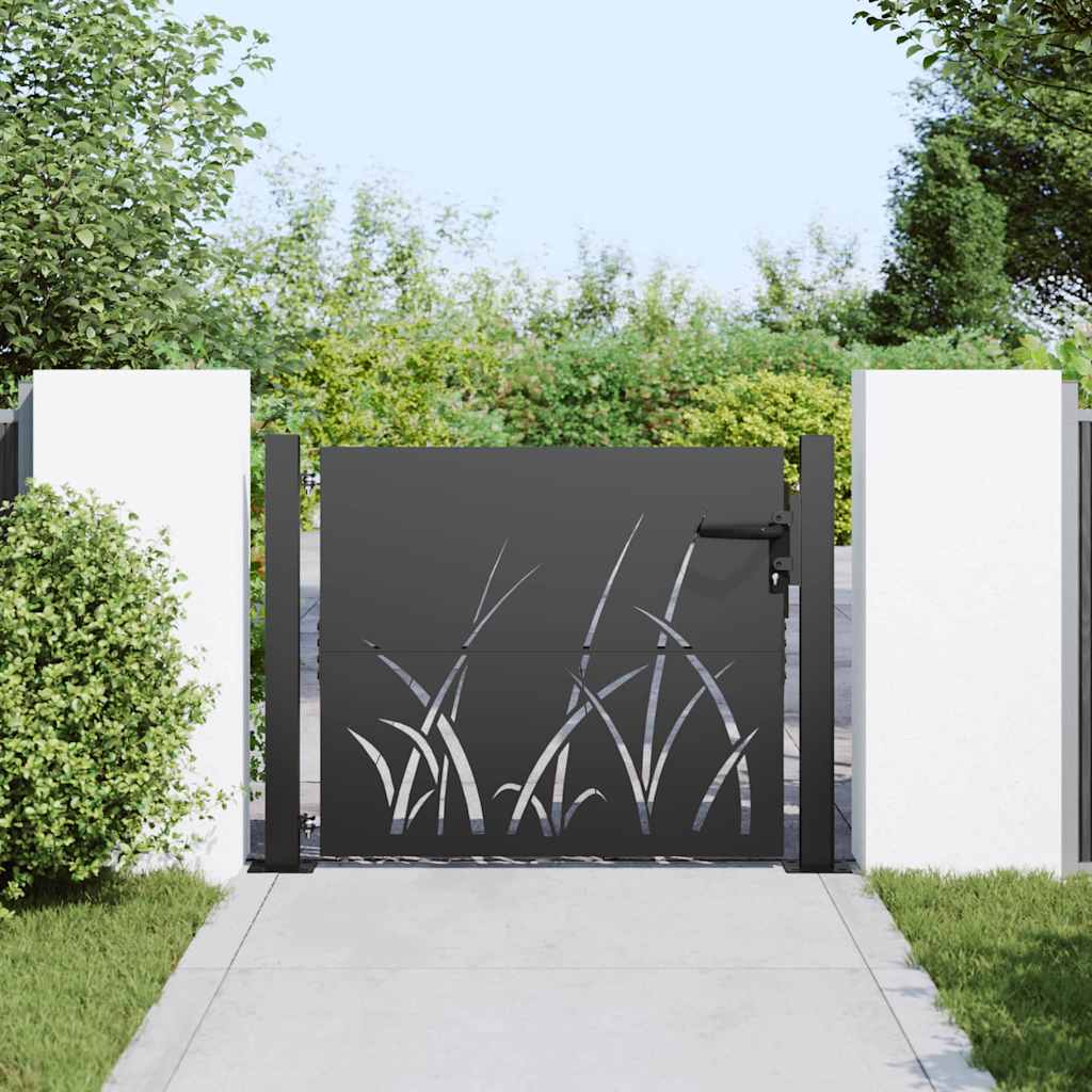 vidaXL Poartă de grădină Negru 105 x 100 cm Oțel vopsit în pulbere