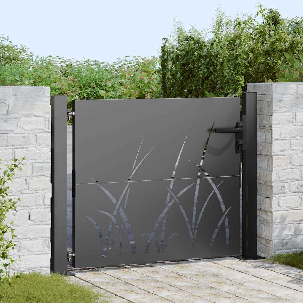vidaXL Poartă de grădină Negru 105 x 100 cm Oțel vopsit în pulbere