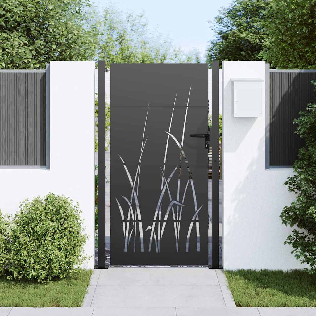 vidaXL Poartă de grădină Negru 105 x 200 cm Oțel vopsit în pulbere