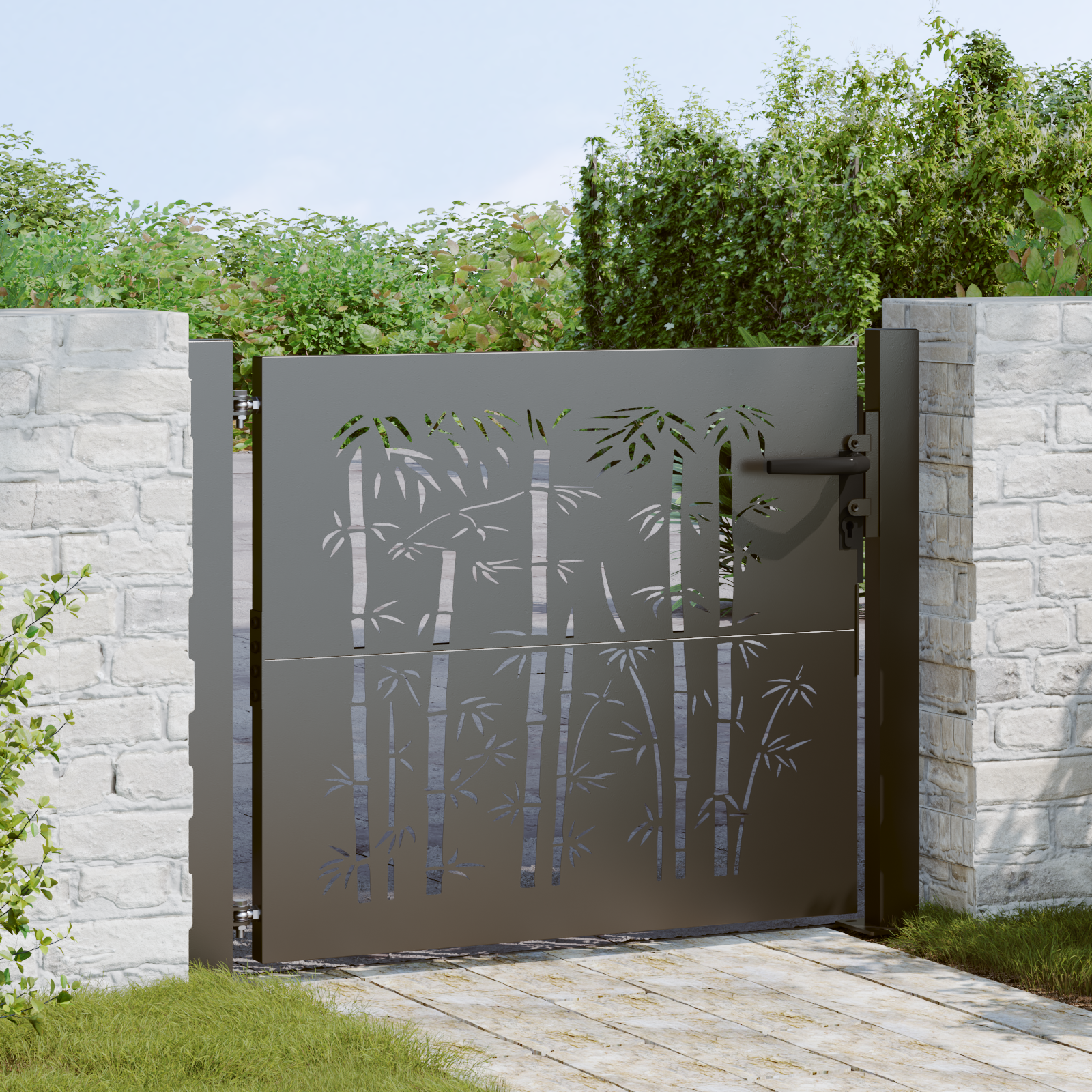 vidaXL Poartă de grădină Negru 105 x 100 cm Oțel vopsit în pulbere vidaXL Poartă de grădină Negru 105 x 100 cm Oțel vopsit în pulbere