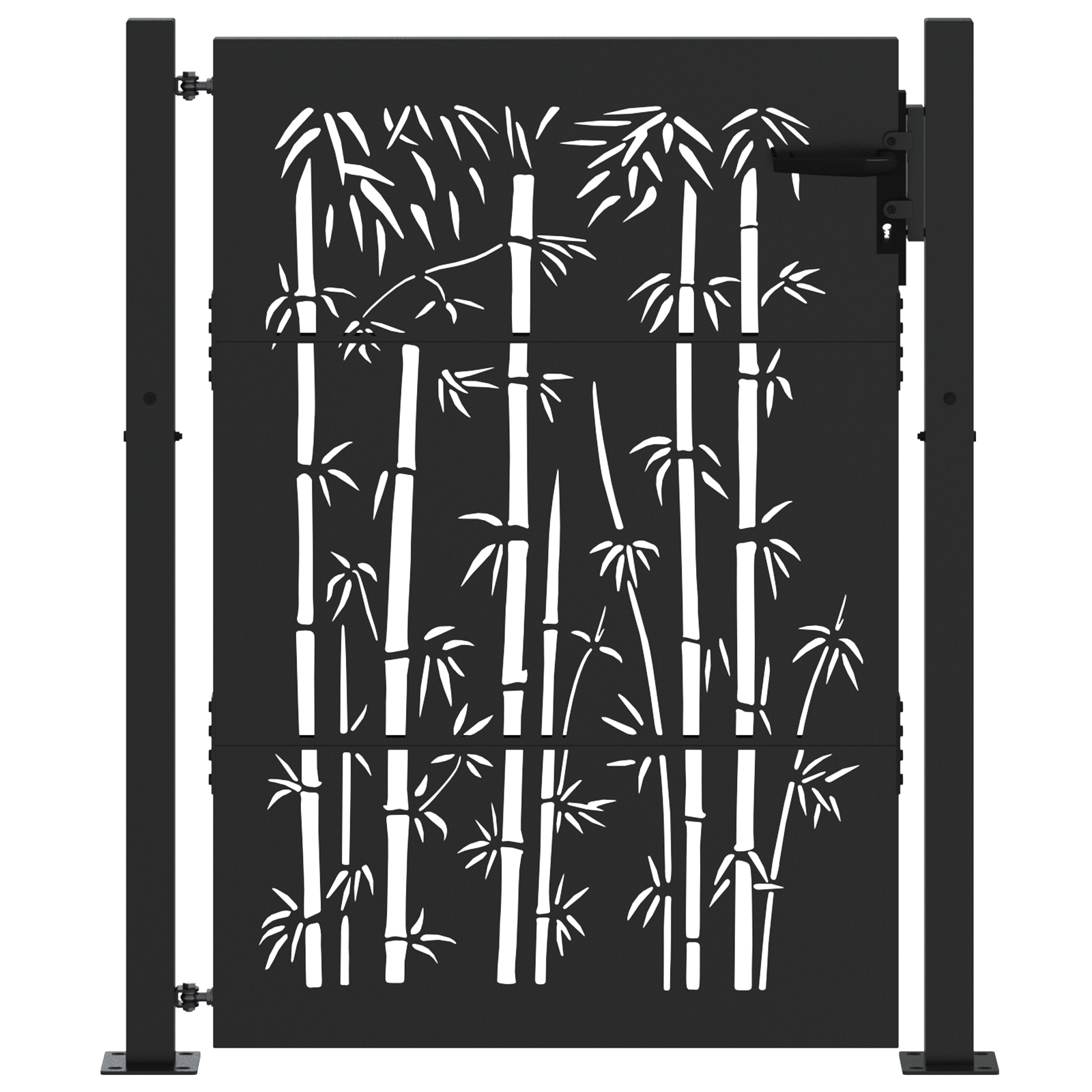 vidaXL Poartă de grădină Negru 105 x 125 cm Oțel vopsit în pulbere