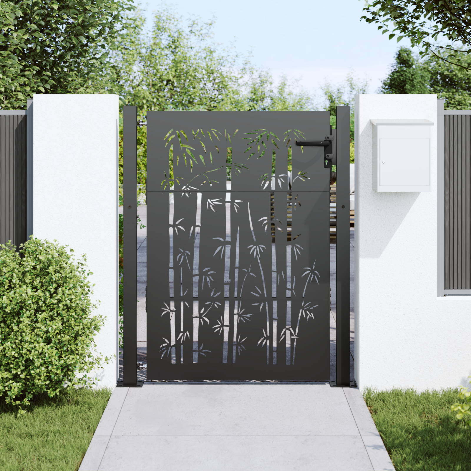 vidaXL Poartă de grădină Negru 105 x 150 cm Oțel vopsit în pulbere