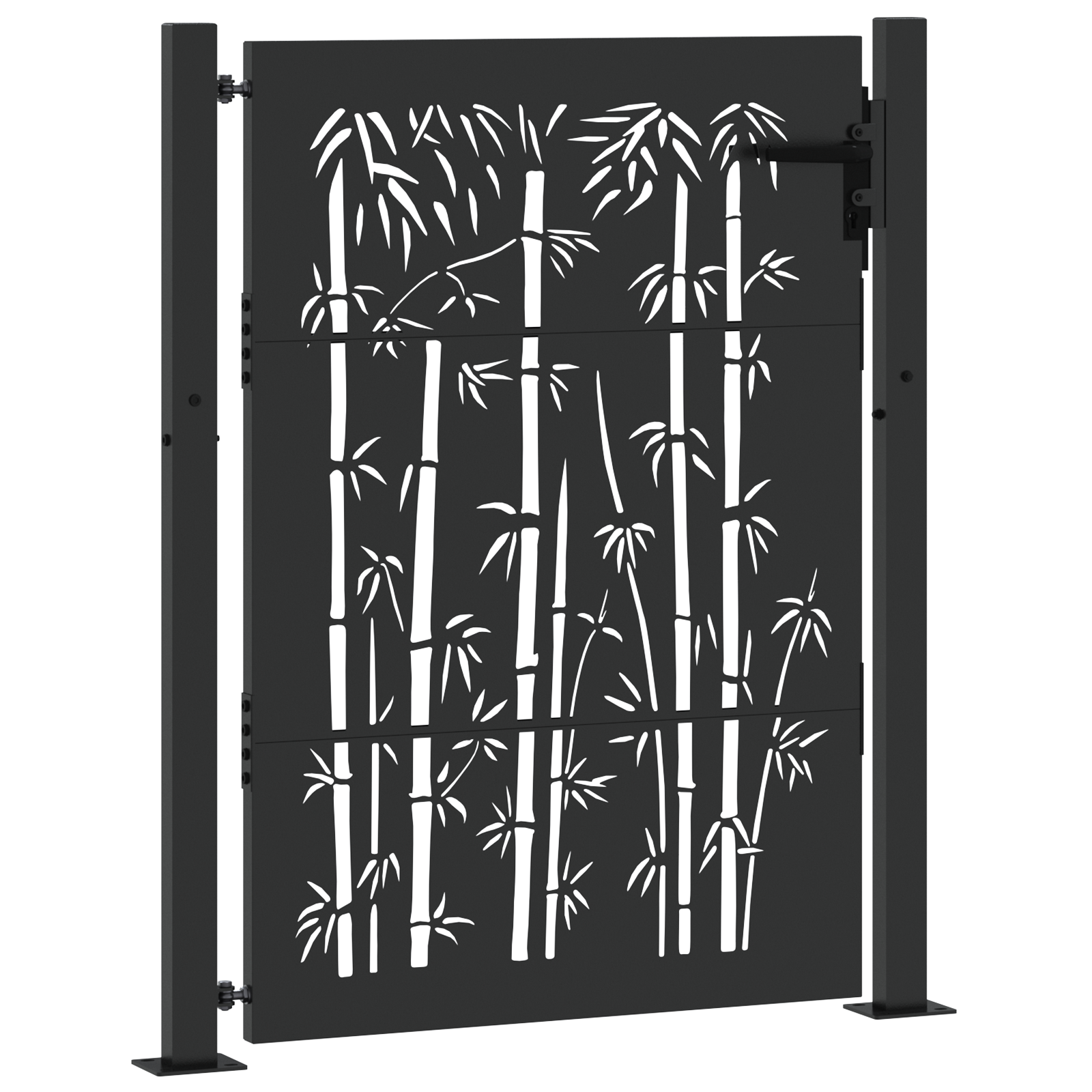 vidaXL Poartă de grădină Negru 105 x 150 cm Oțel vopsit în pulbere
