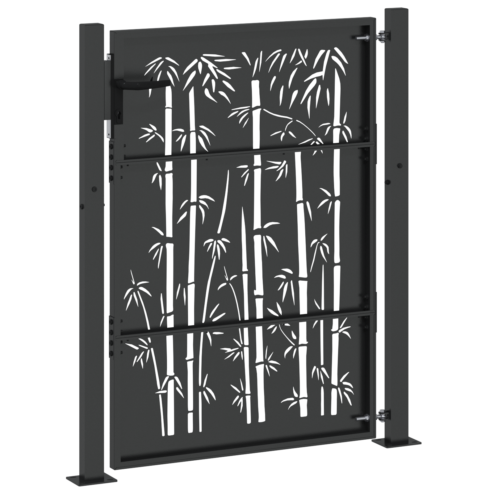 vidaXL Poartă de grădină Negru 105 x 150 cm Oțel vopsit în pulbere